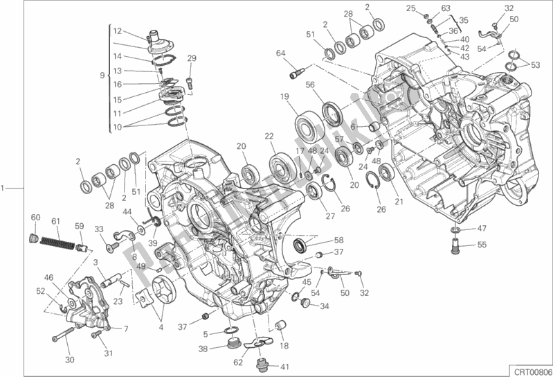 All parts for the 09a - Half-crankcases Pair of the Ducati Hypermotard 950 USA 2020